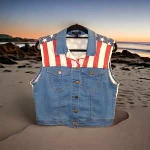 Forever 21 Denim USA Stars & Stripes Vest